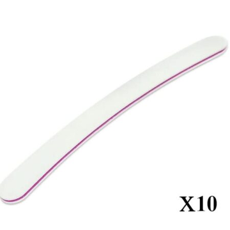 10x Limes à ongles Courbées Blanche 100/180