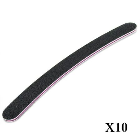10x Limes à ongles Courbées Noire 100/180