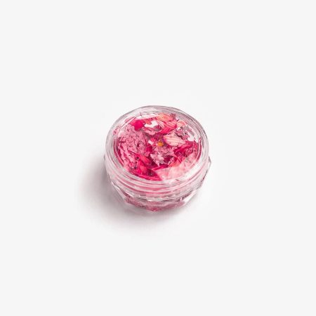 Pot de Flower Flakes Semilac Coral Blossom — pétales de fleurs séchées dans des tons de rose et de corail pour nail art et incrustations.