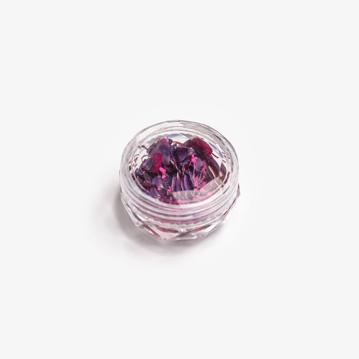 Pot de Flower Flakes Semilac Wild Orchid — pétales de fleurs séchées dans des tons violets pour nail art et incrustations.